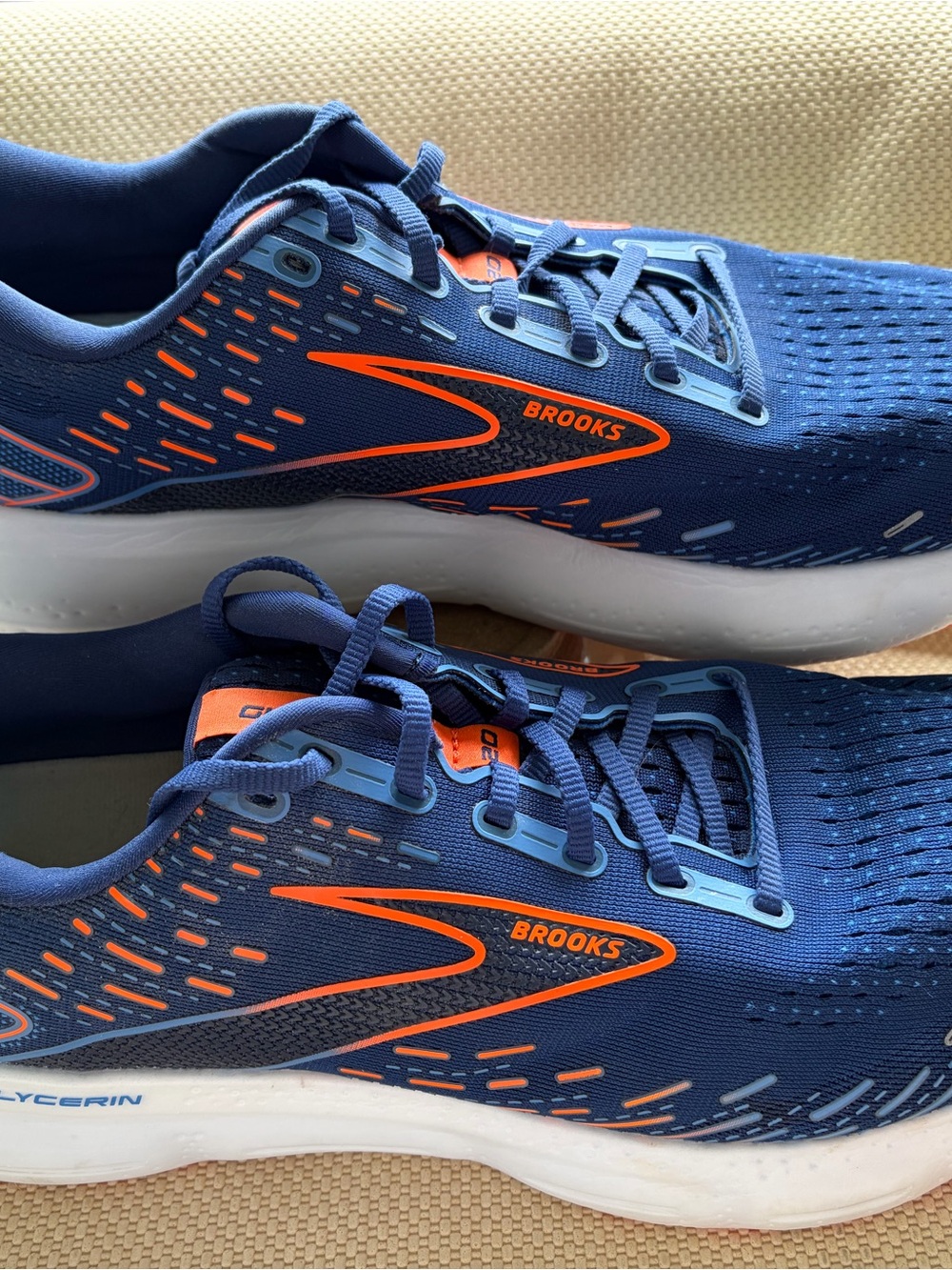 Brooks Men's Glycerin Running Shoes - Navy and Orange